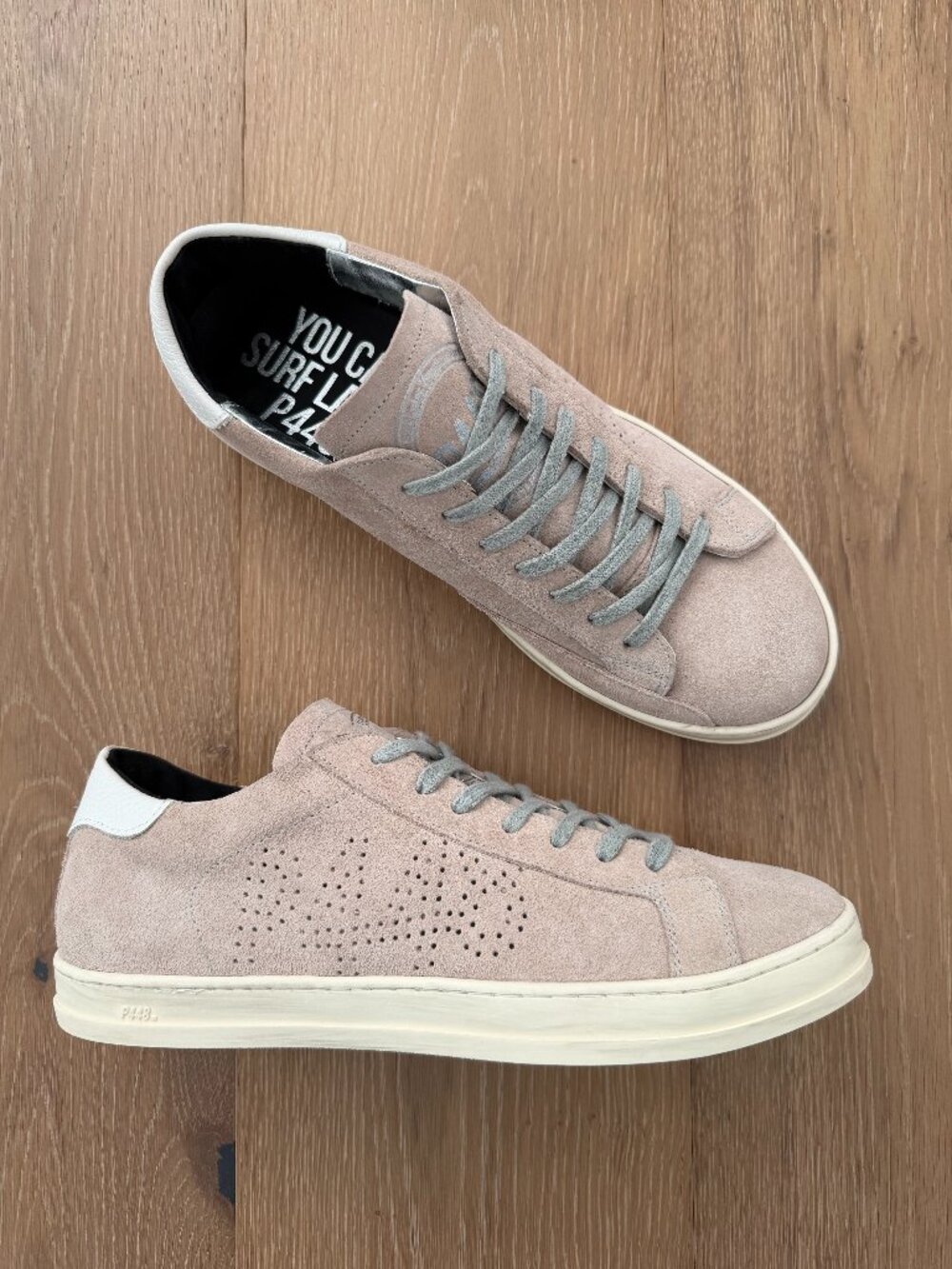 P448 Shoes Women 10.5-11 John Low Top Sneaker Powder Pink Suede 89101 Gray Grey